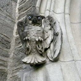 owl gargoyle with googly eyes