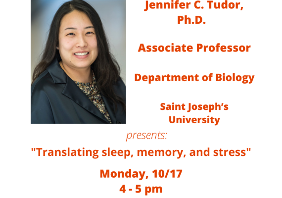 Flyer announcement for October 17 Biology Seminar with Dr. Jennifer C. Tudor, PhD