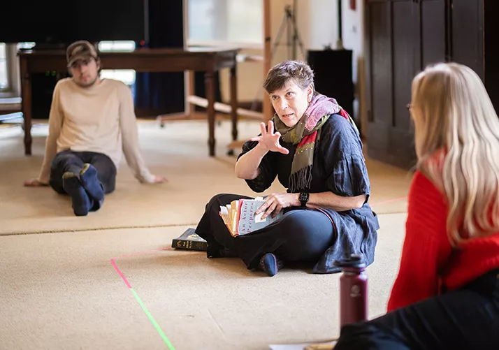 Catharine Slusar teaching a theater class