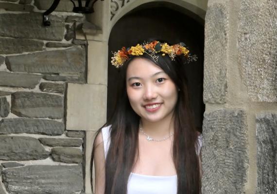 Cynthia Chen in a flower crown. 