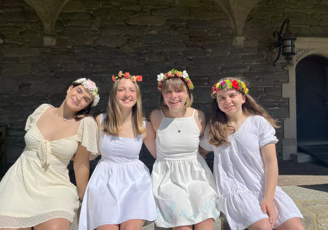 Helen Christ (pictured left) with friends on May Day