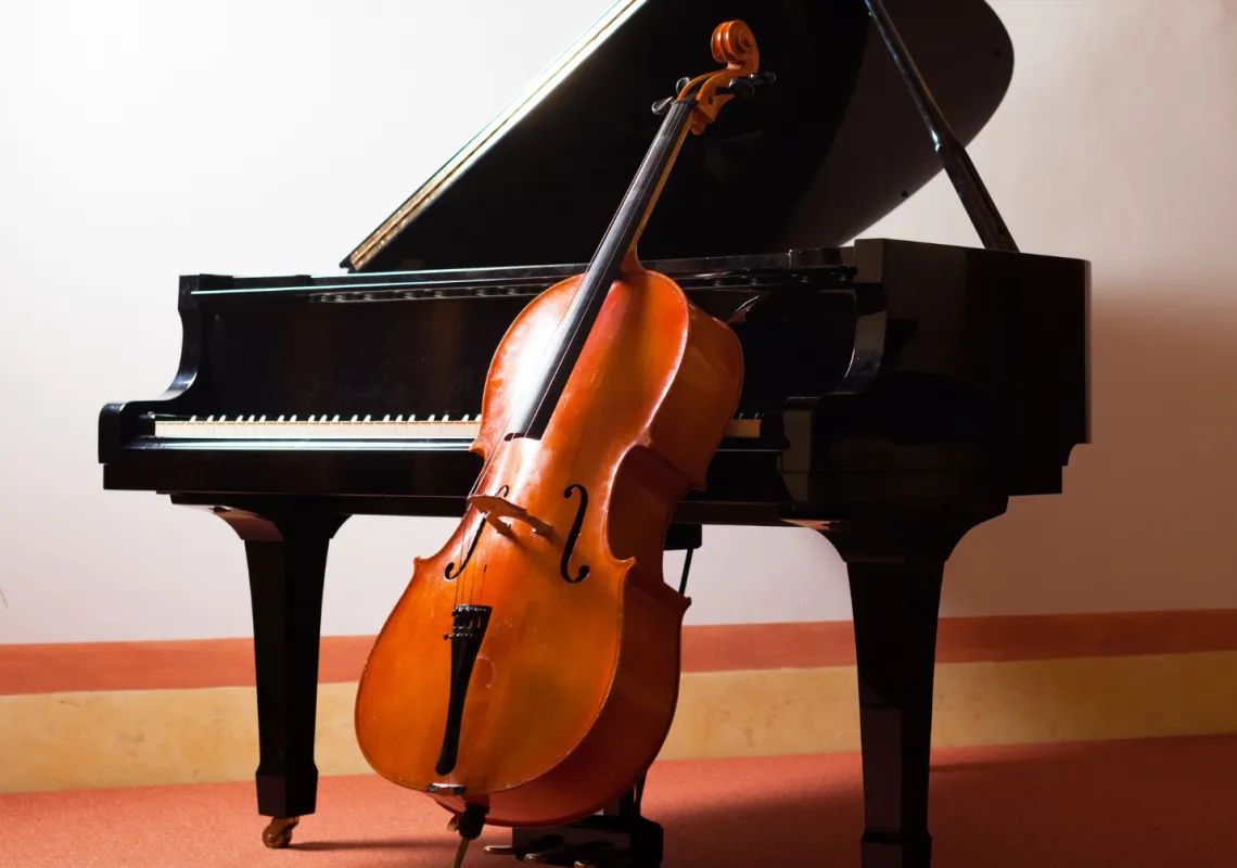 Piano and Cello stock