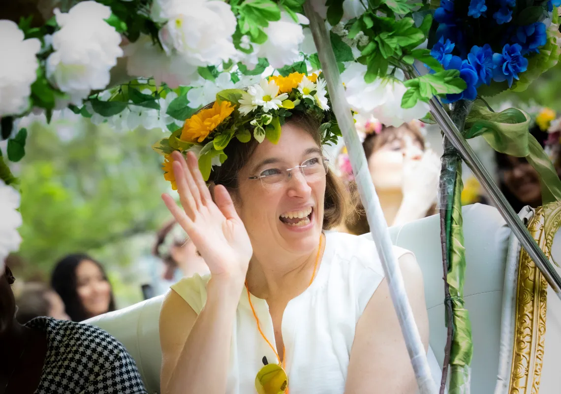 Wendy Cadge at May Day 2025 in carriage