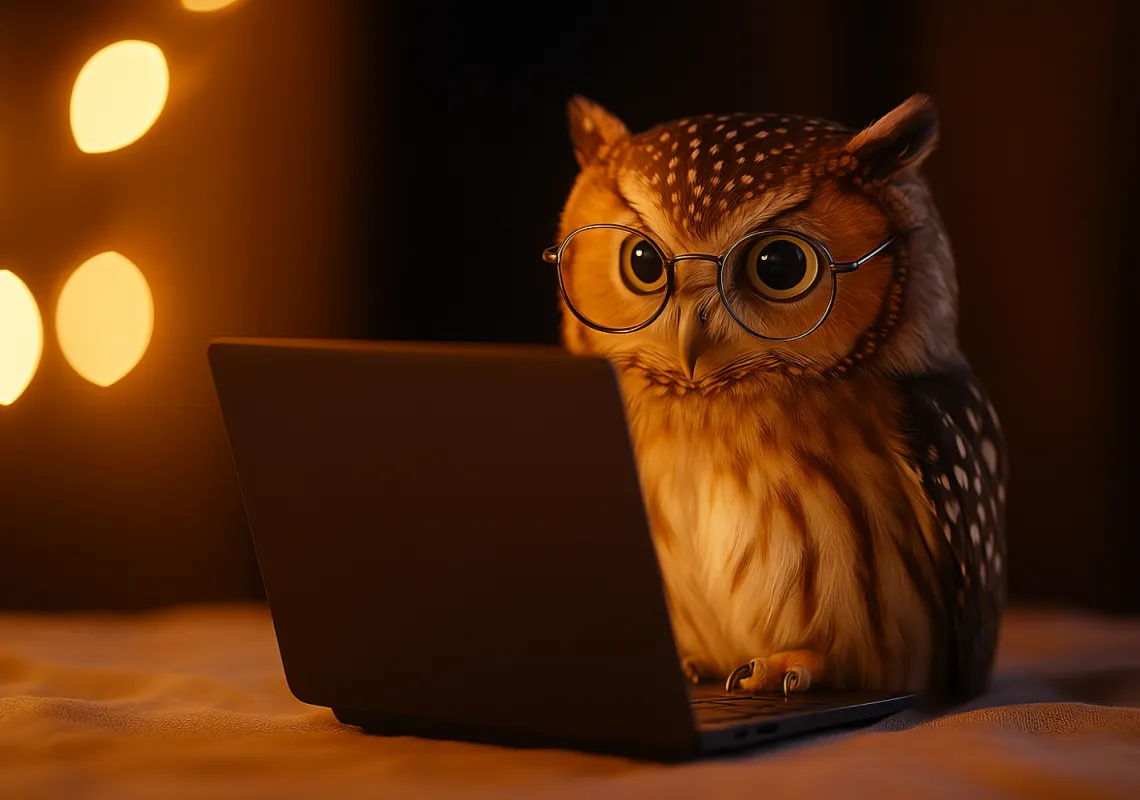 Owl with glasses ai stock