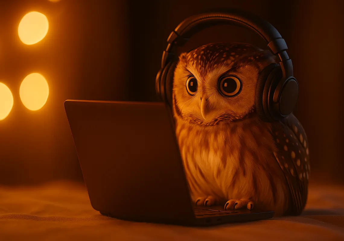 Owlly with headphones ai