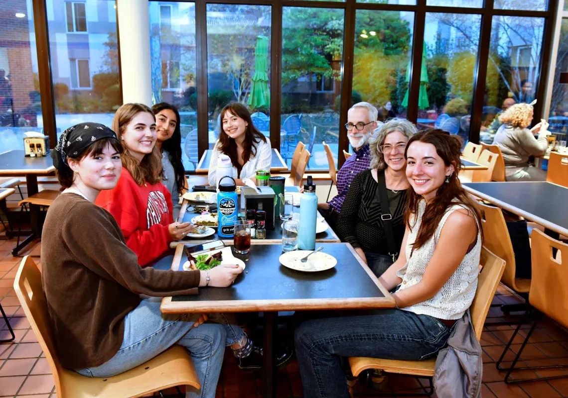 Group eating dinner