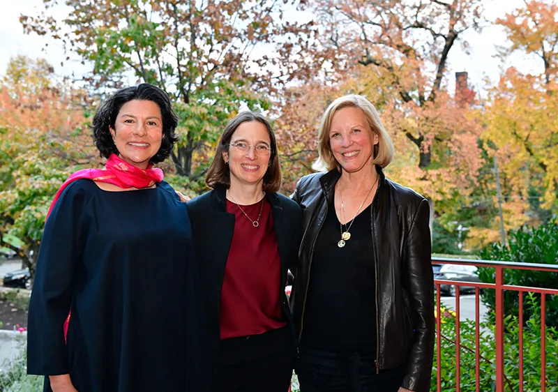 Saskia Subramanian, Wendy Cadge, and Cynthia Archer on Gateway Porch