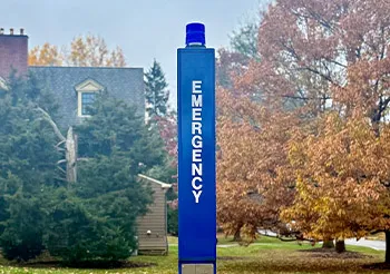 Blue light emergency phone on campus
