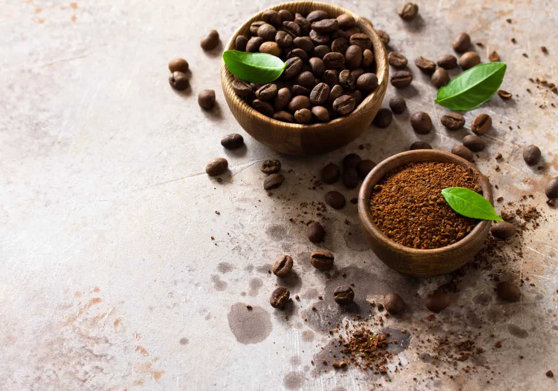 Coffee with a leaf