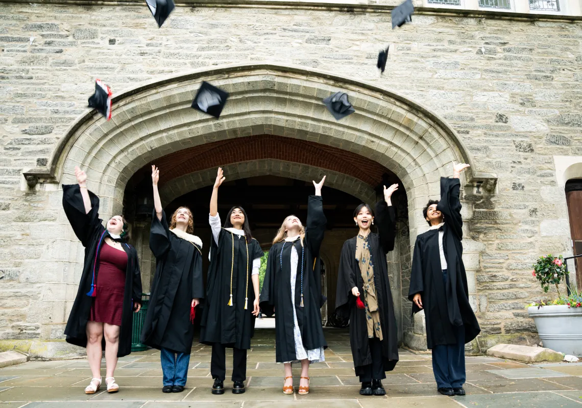 Commencement group cap and gown