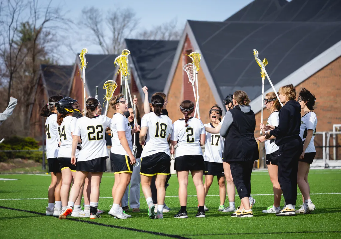 Lacrosse team huddle