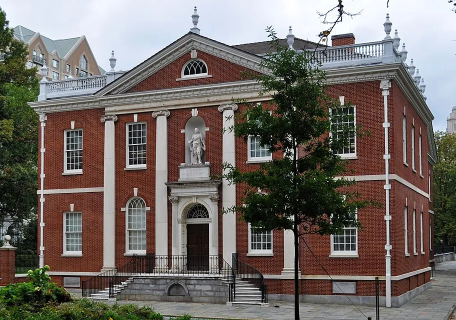"American Philosophical Society Library Hall," image from Wikimedia Commons licensed under the Creative Commons Attribution-Share Alike 4.0 International license