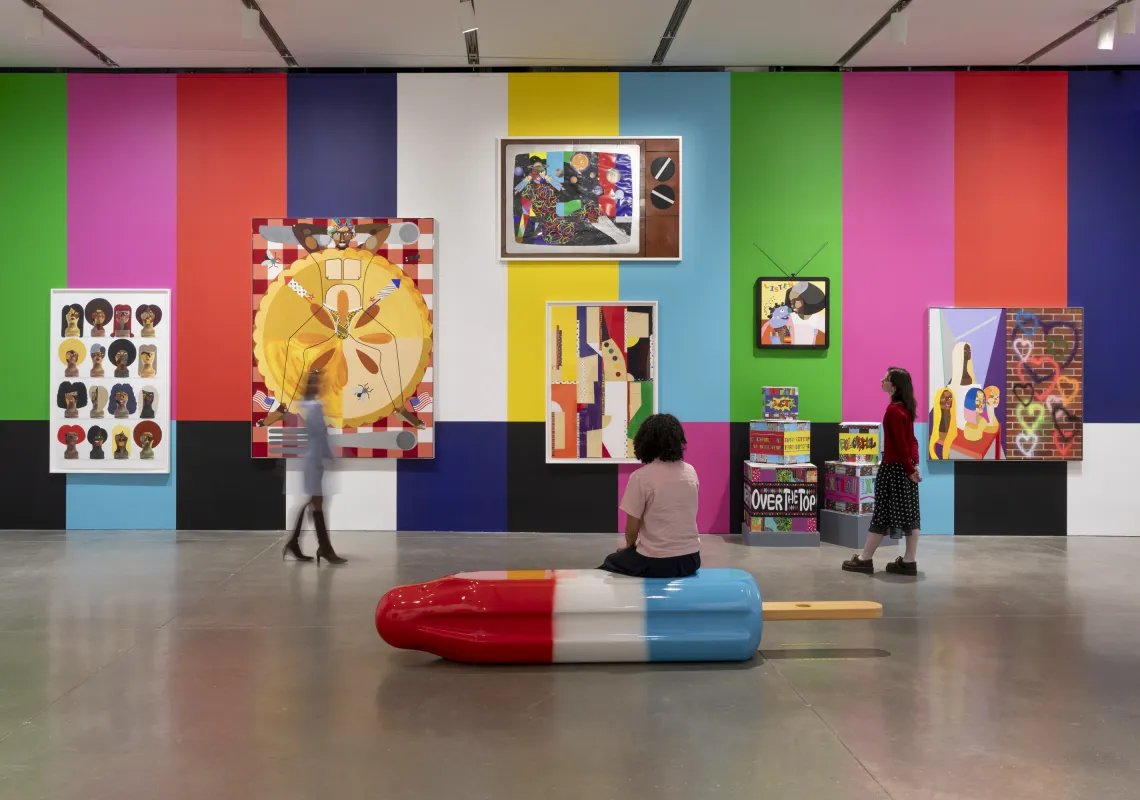 individual looking at an art installation