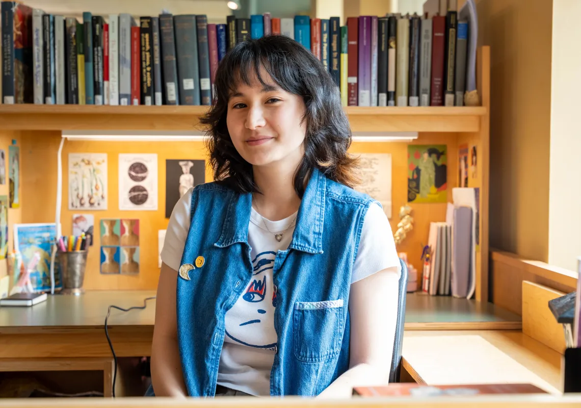 Ellie Toyama ’26 in her carrel