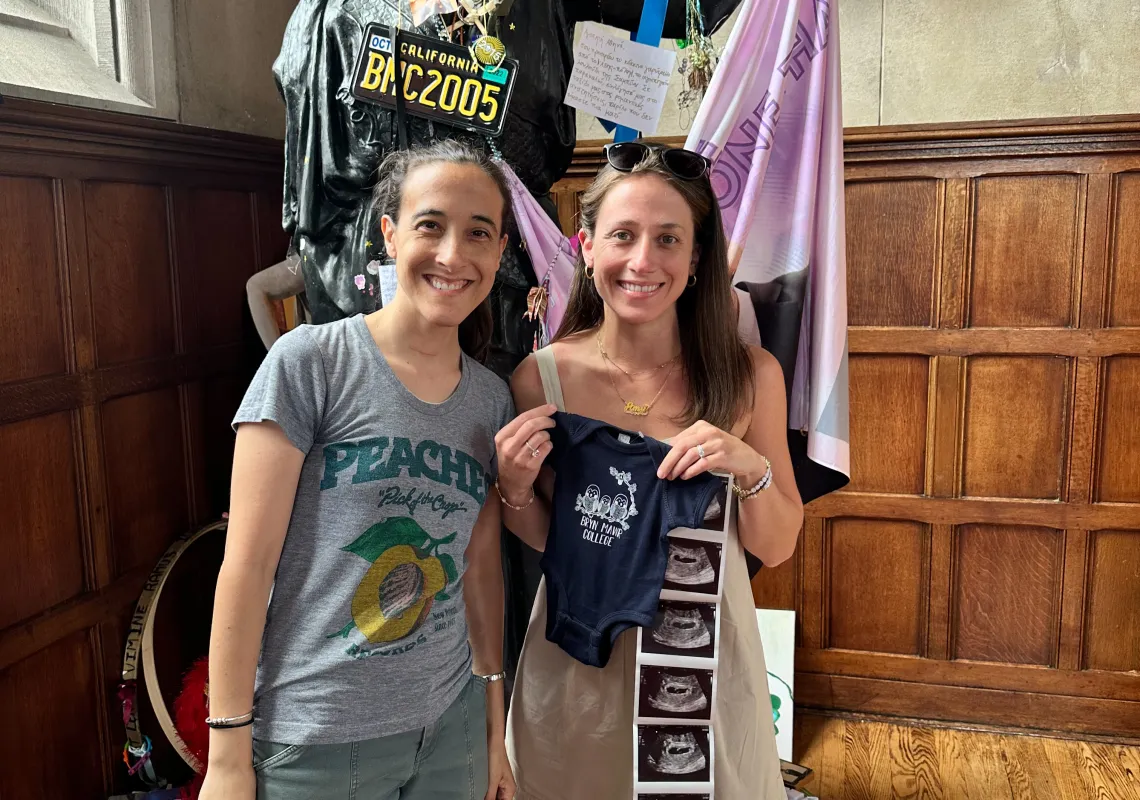 Kirsten Huskey and Amy Carroccia visiting Athena with the sonogram.