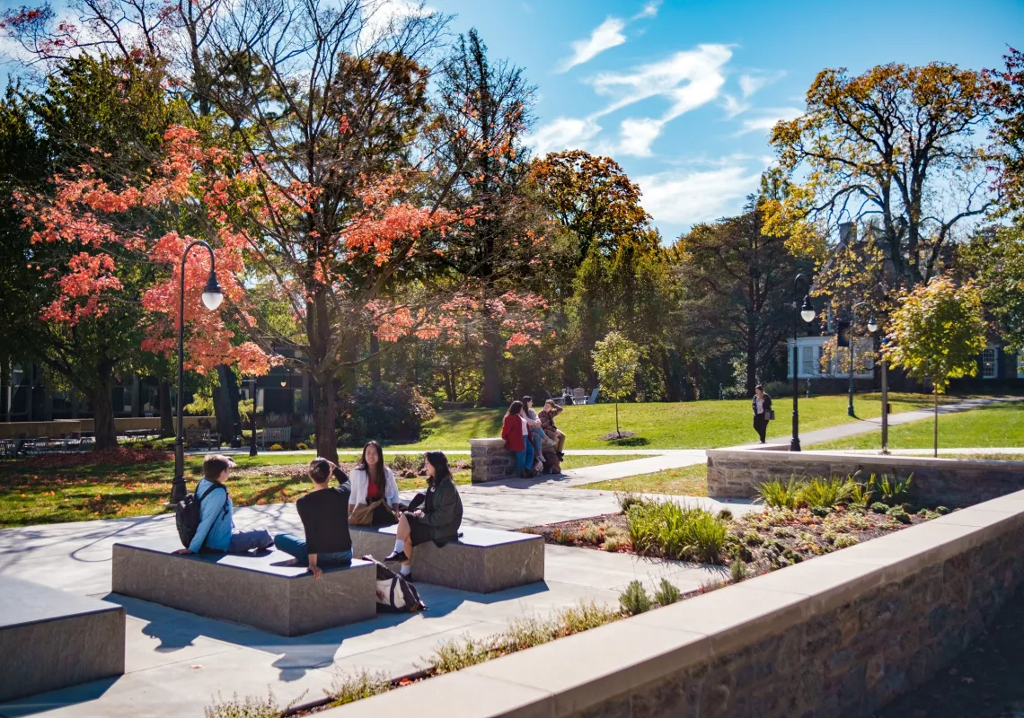 View from the Student Life and Wellness Center in the fall beautiful campus