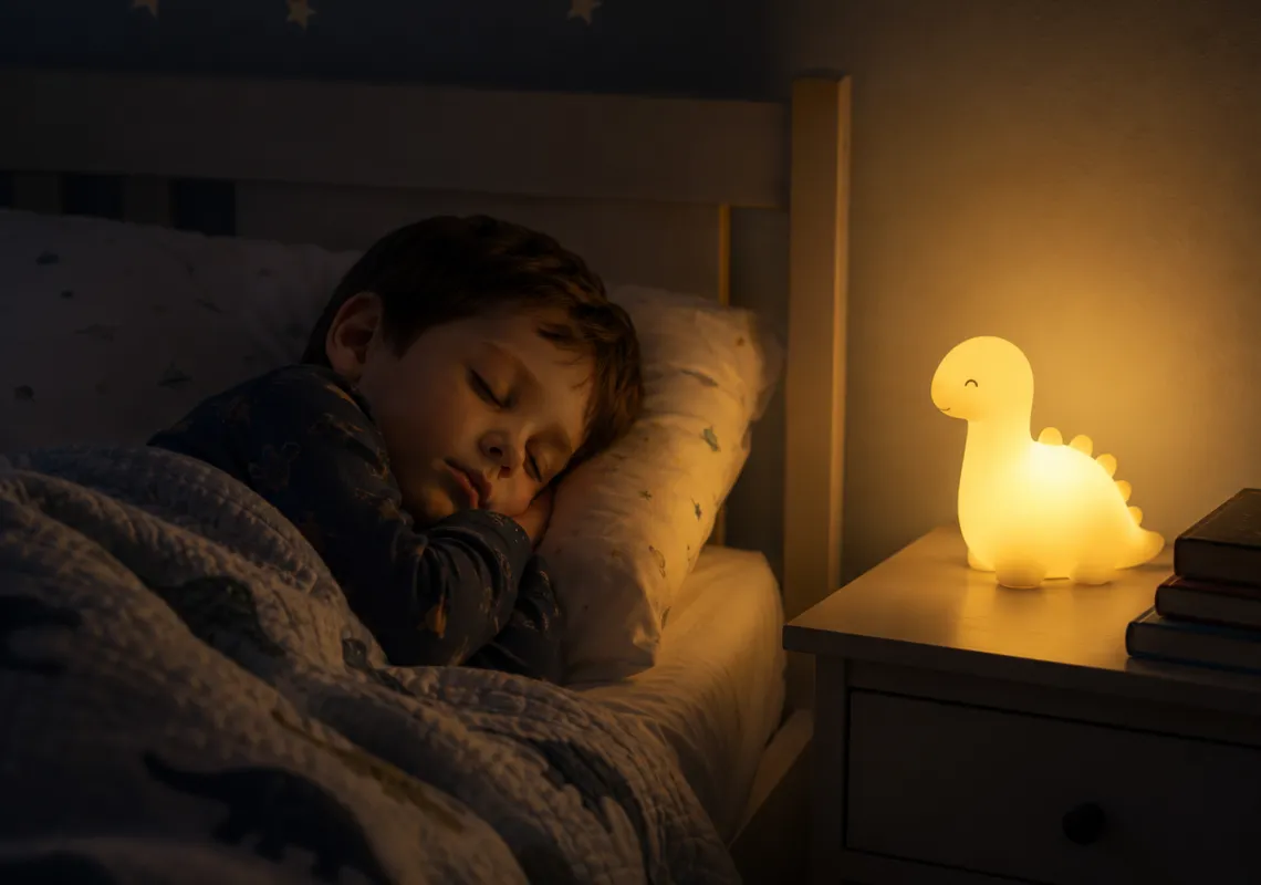 a child sleeping with a nightlight