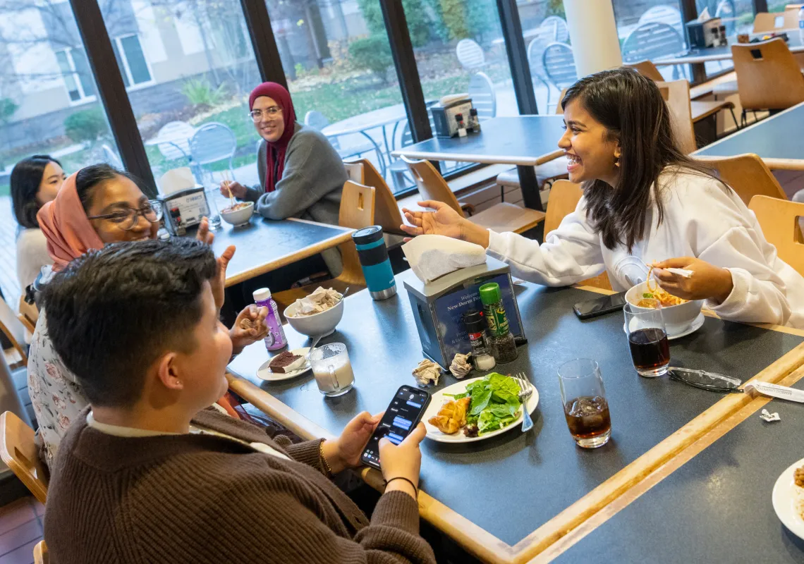 students in the dining hall