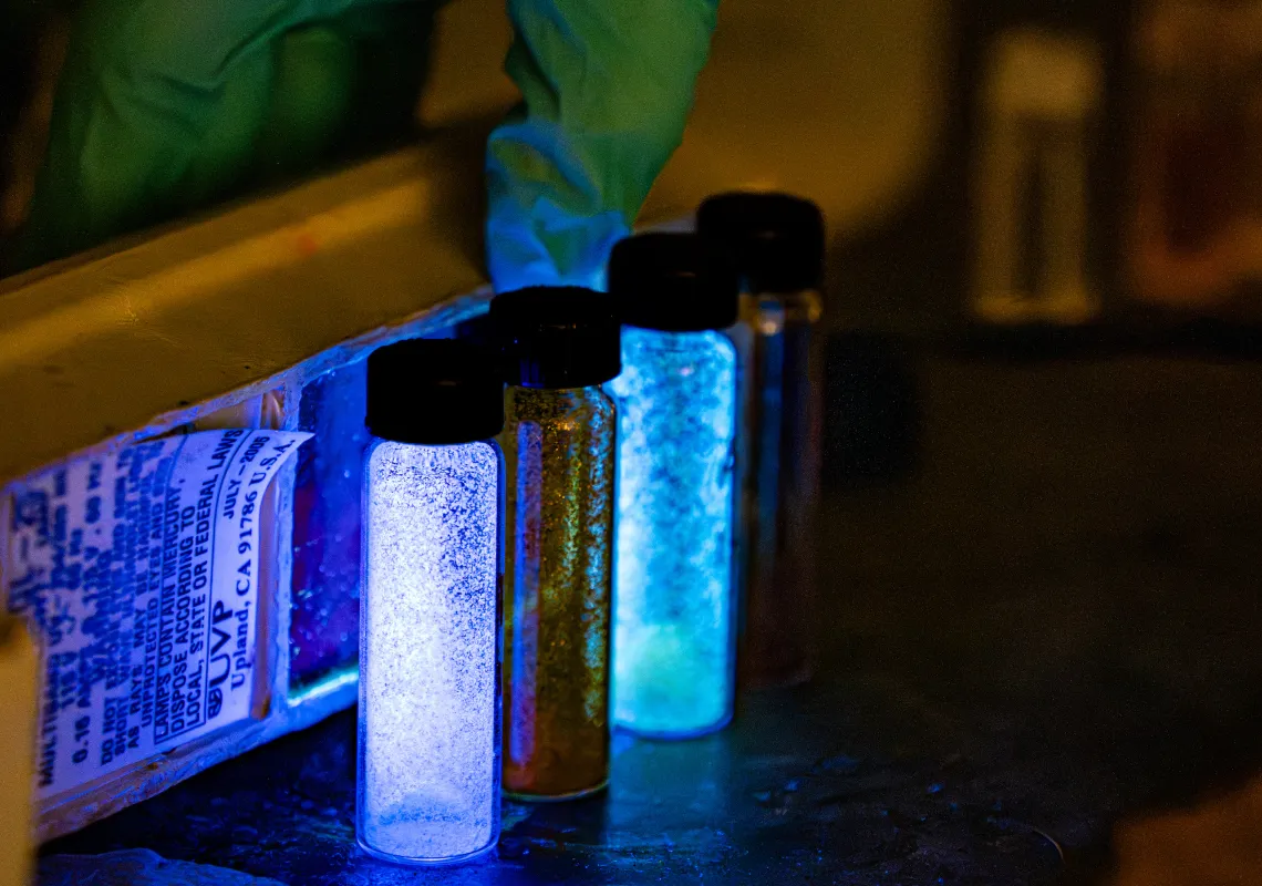 glowing test tubes