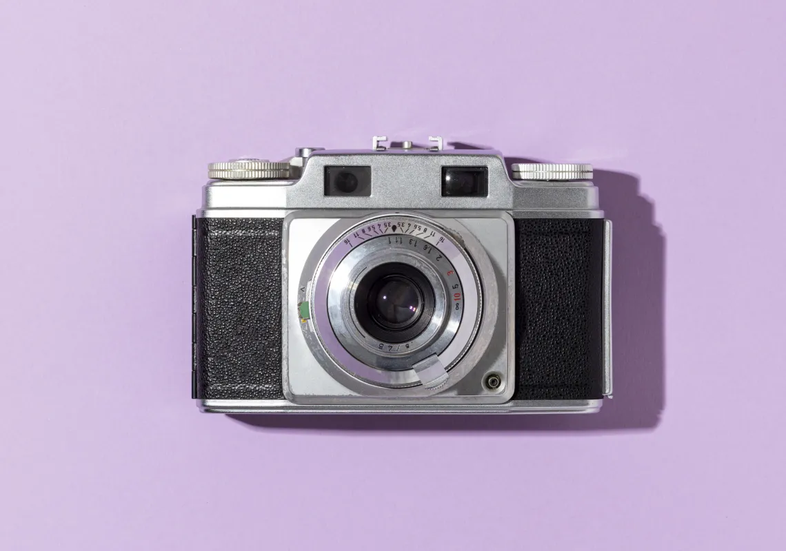 top-view-vintage-camera-composition. stock
