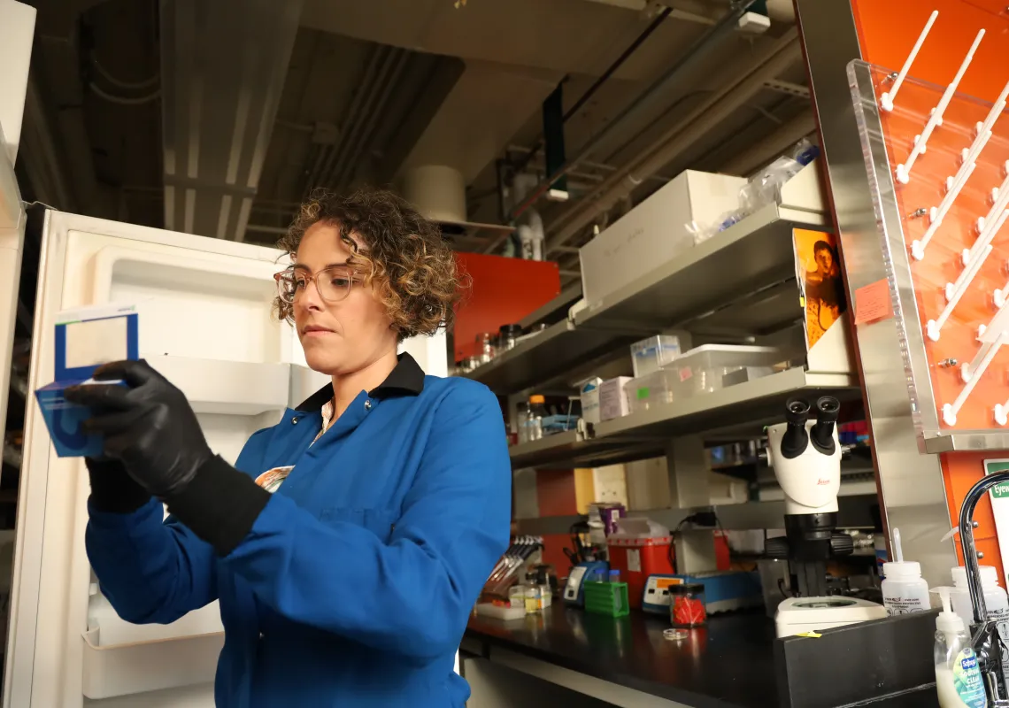 Astra Bryant ’08 in her lab. Photo by Emma Trivette.