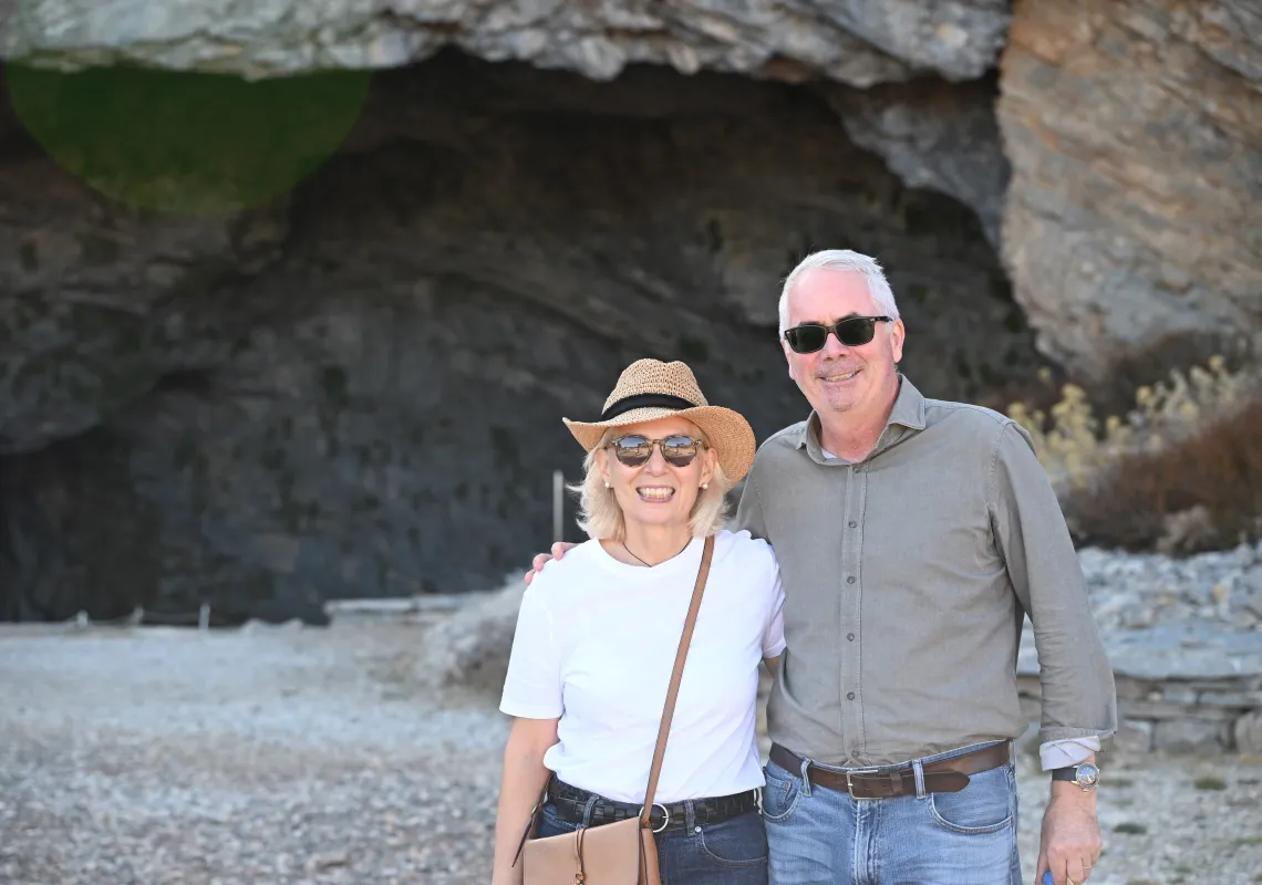 Thomas Brogan and Natalia Vogeikoff-Brogan at the Idaean Cave in Crete.