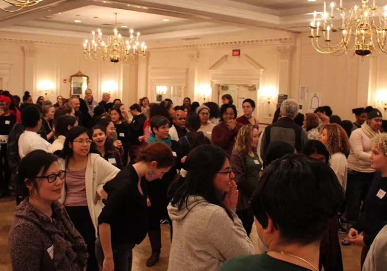 Some of the 150 students, faculty, and staff at the PossePlus retreat
