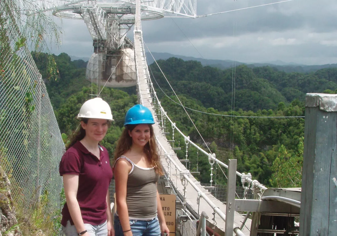 Deborah Farrington ’09 (left) and Emily Altiere ’10 at the Arecibo Observatory. Deborah Farrington ’09 (left) and Emily Altiere ’10