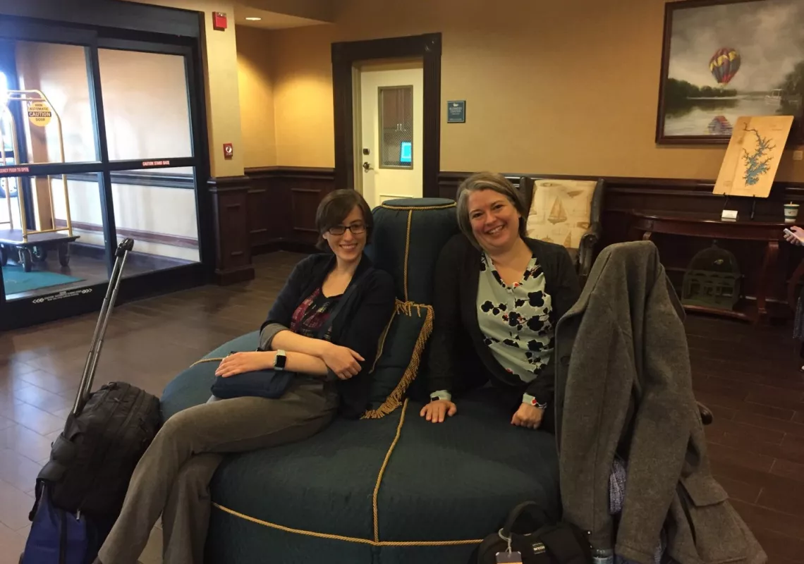 Beth Seltzer and Jennifer Spohrer en route to the Think Tank.