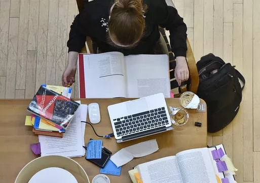 Overhead photo of student at desk