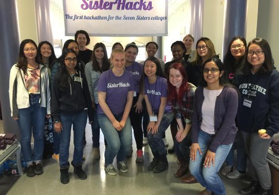 students at the Sisterhacks event