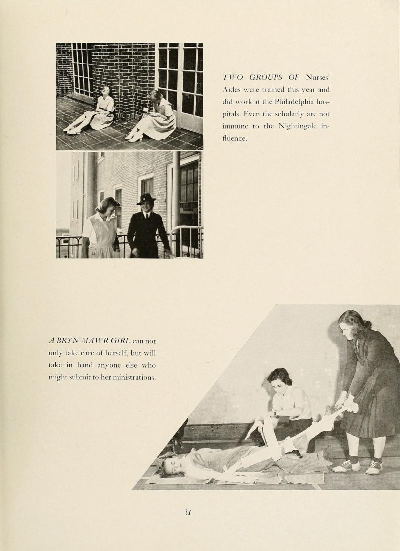 The 1943 Yearbook, showing students in their nurse’s aide uniforms.