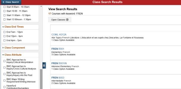 class search view search results
