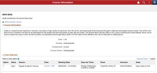 course info from search