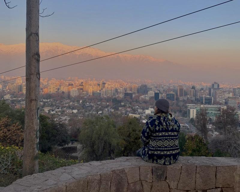 Fabi Martinez taking in the view of Santiago