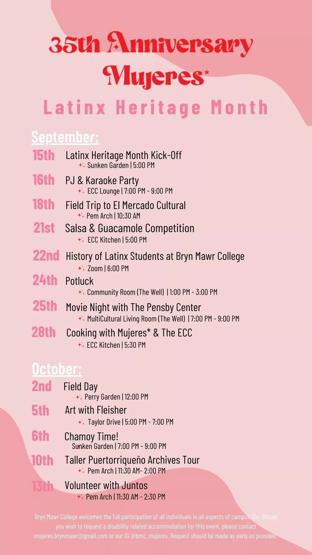 Poster listing all Latinx Heritage Months for 2022