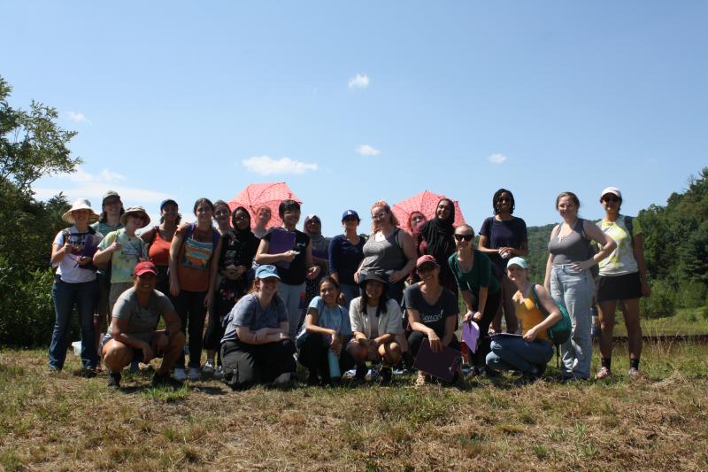 Group photo of the 2022 STEMLA cohort taken at their acid remediation site field trip