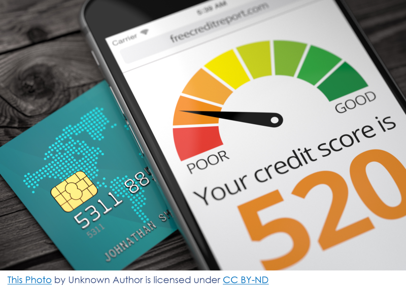 Image of credit score and a credit card