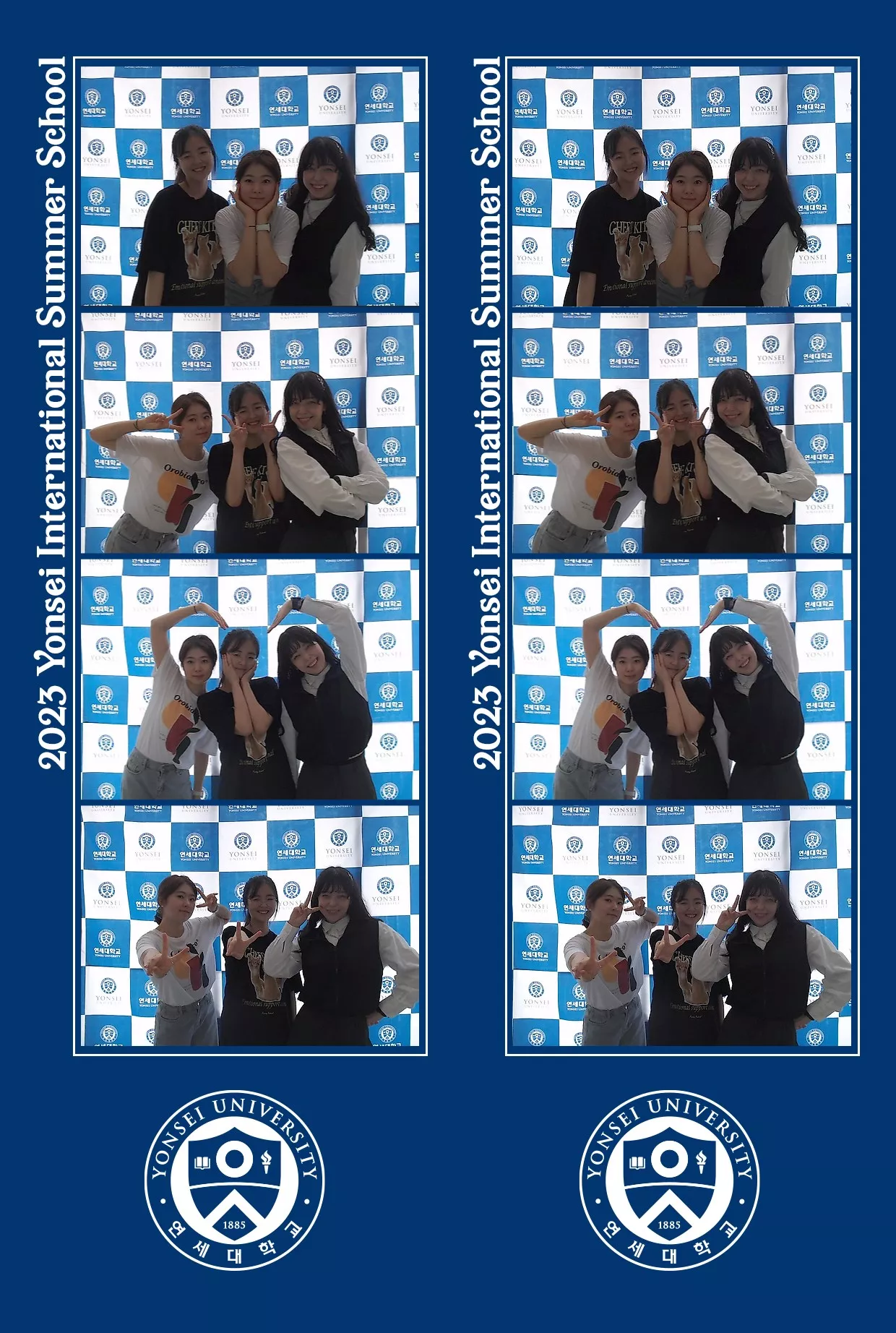 Photobooth photos of a group of girls. 