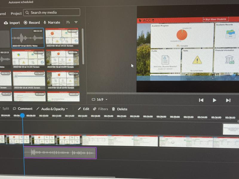 Laptop screenshot of an editing software. 