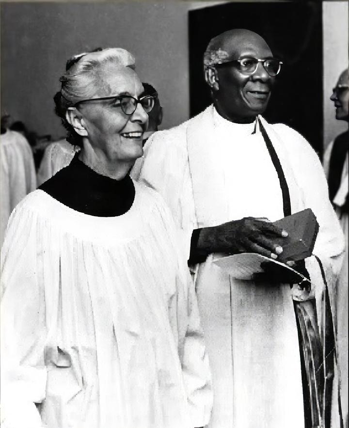 Rev. Dr. Jeannette Piccard with Rev. Denzel Carty at her ordination as a deacon.