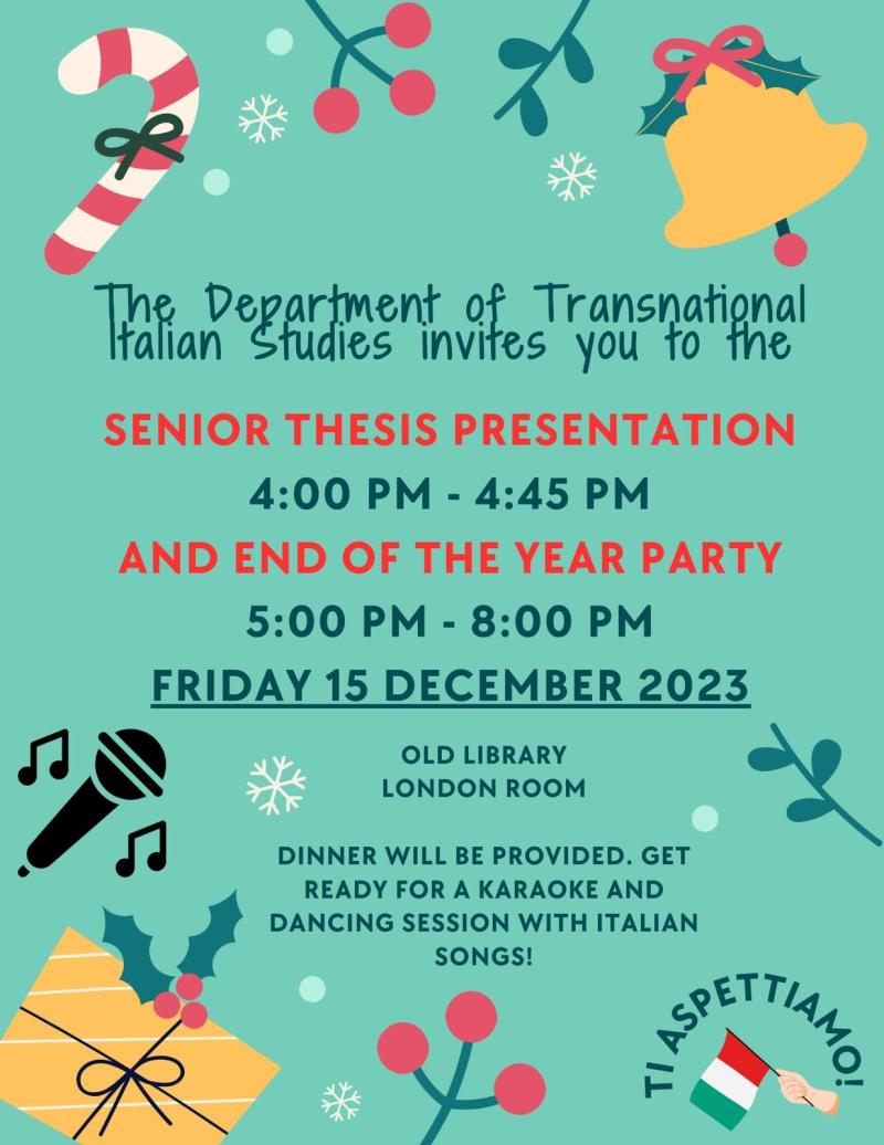 Thesis presentation and end of semester party