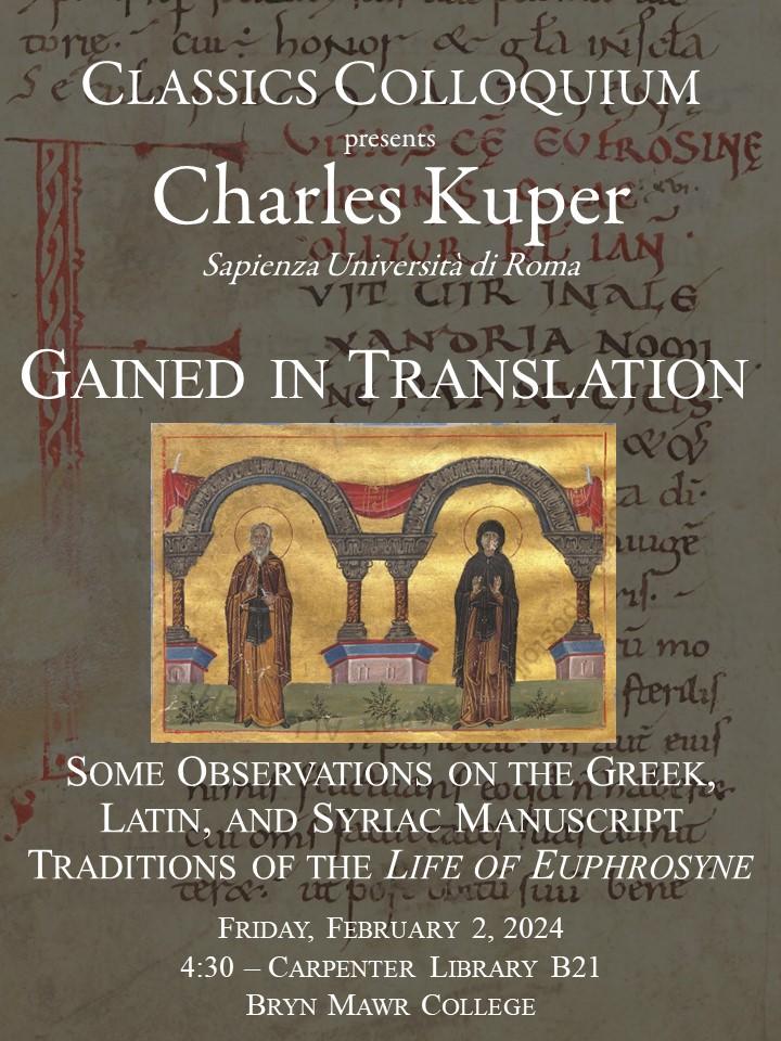 Gained in Translation: Some Observations on the Greek, Latin, and Syriac Manuscript of the Life of Euphrosyne