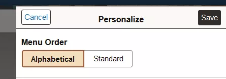 Personalize the menu