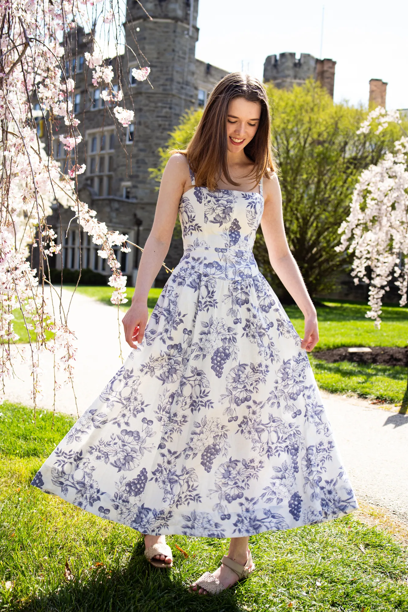 Georgia Reed twirling in a dress