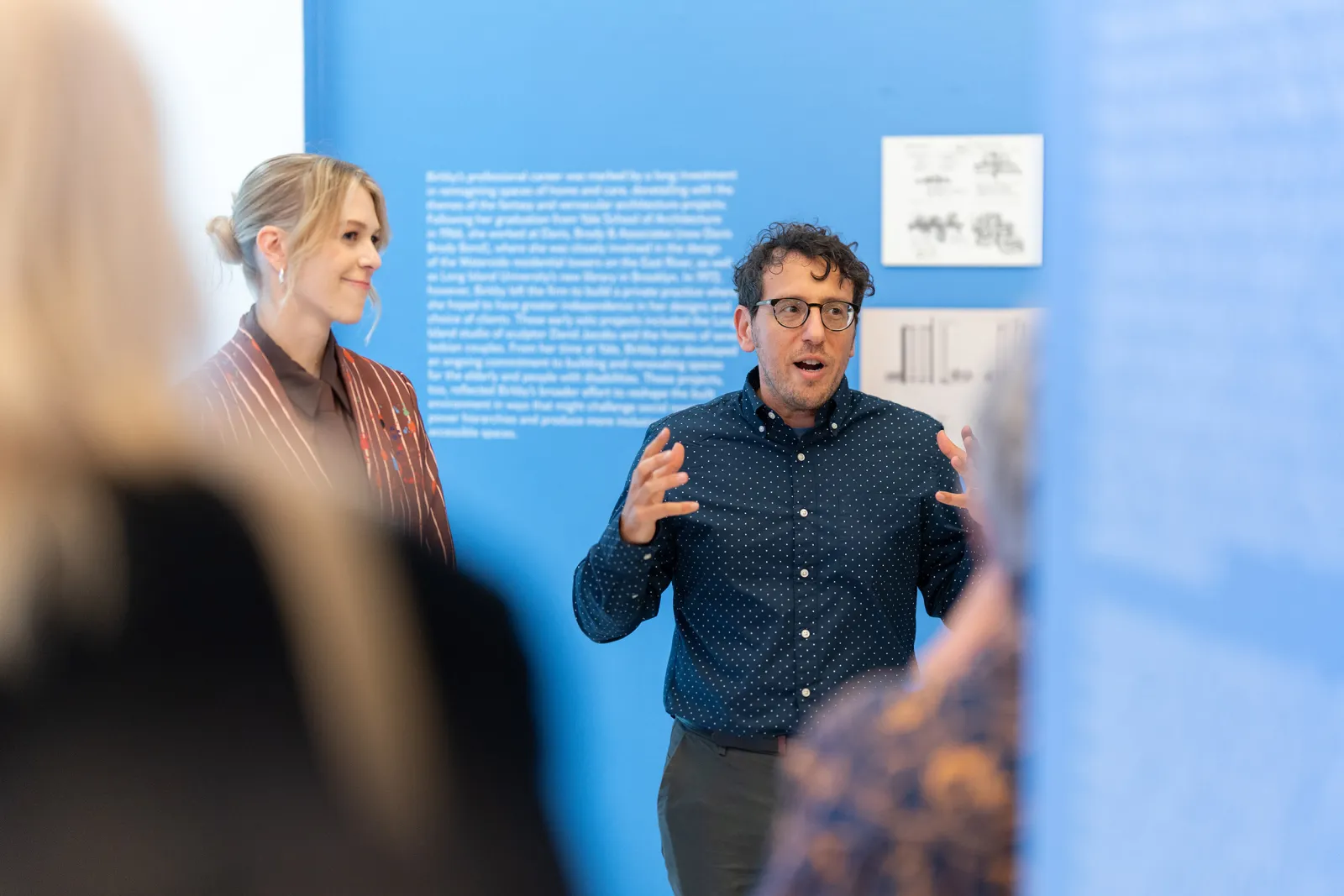 Stephen Vider with M.C. Overholt at opening of Fantasizing Design (Photo: Samuel Lahoz)