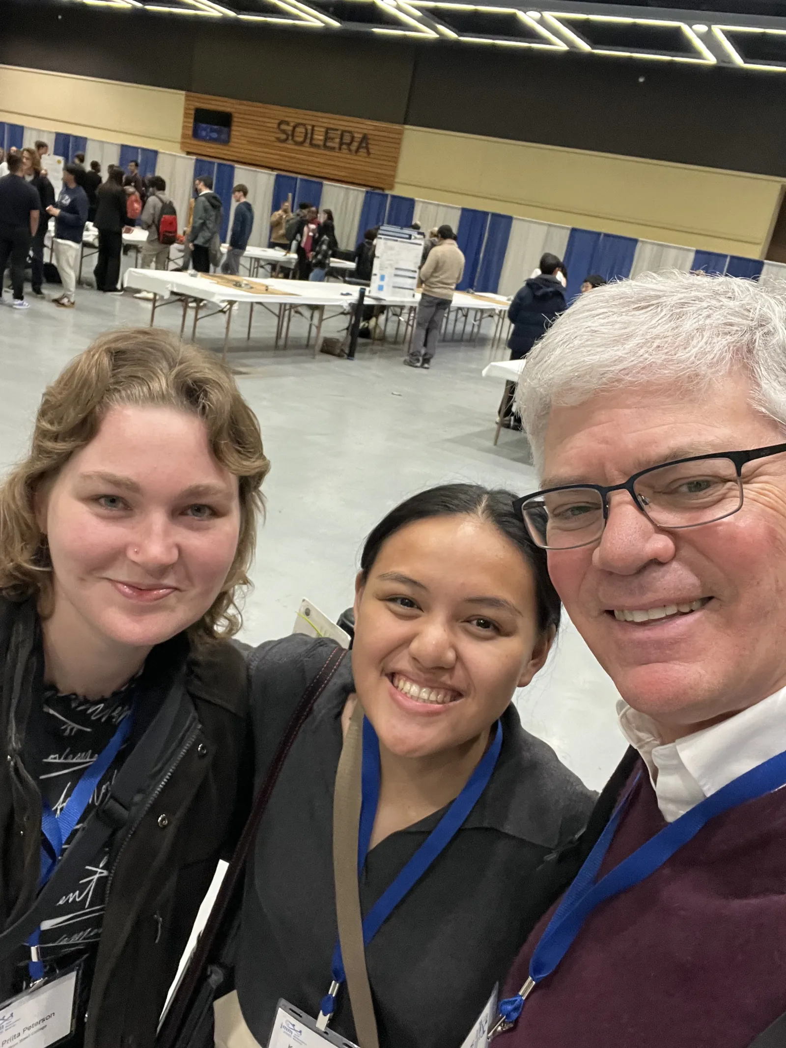 Priita Peterson ’26, Pasia, and Donnay at the Joint Mathematics Meetings in Seattle.