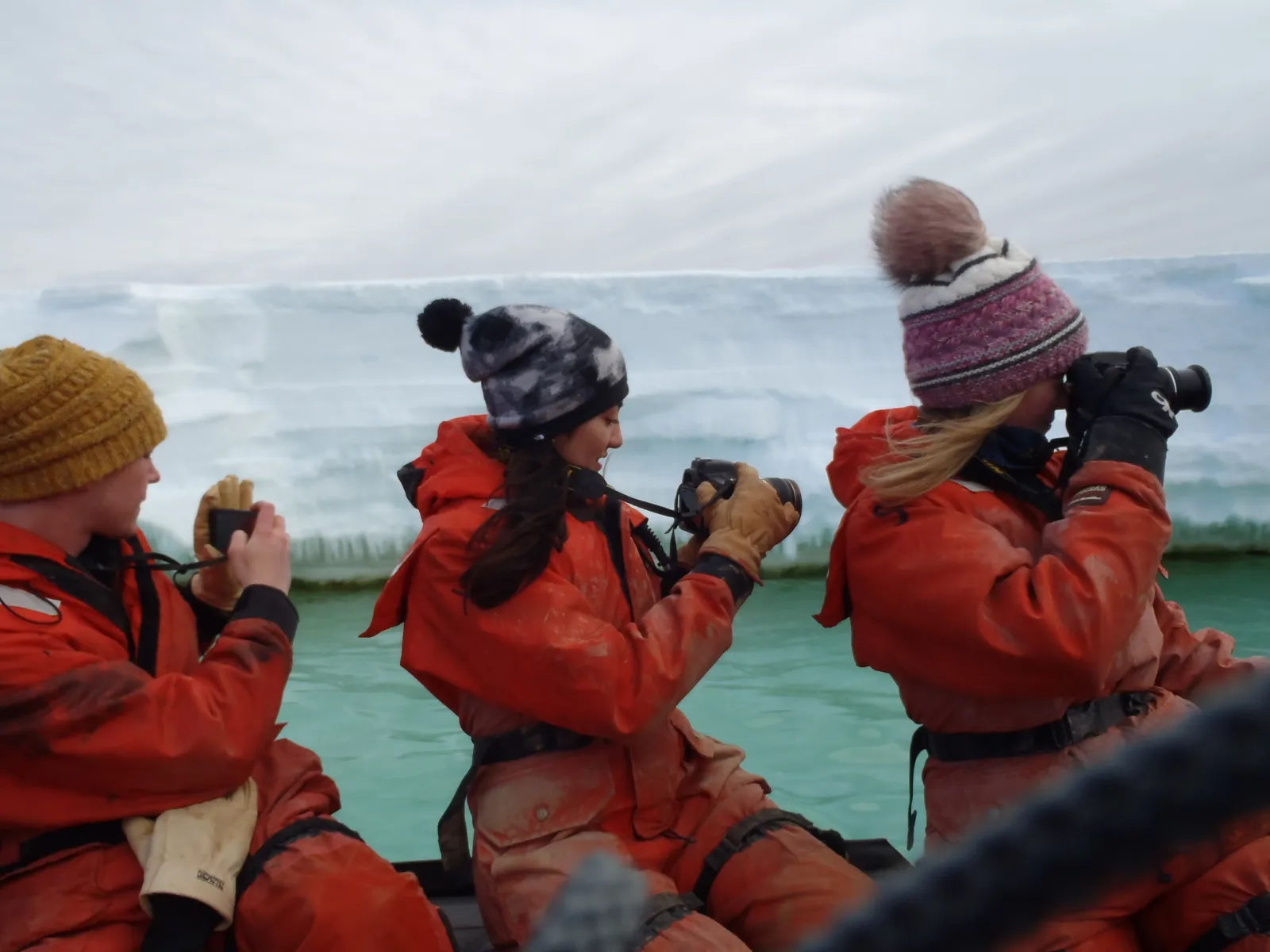 Rachel Clark, right, on the research vessel.