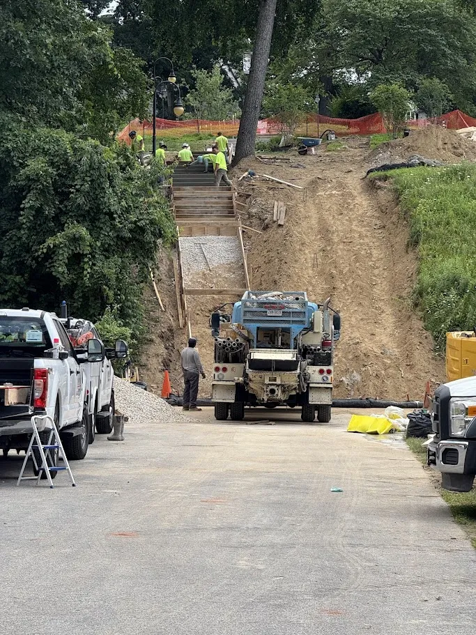 work being done on field steps