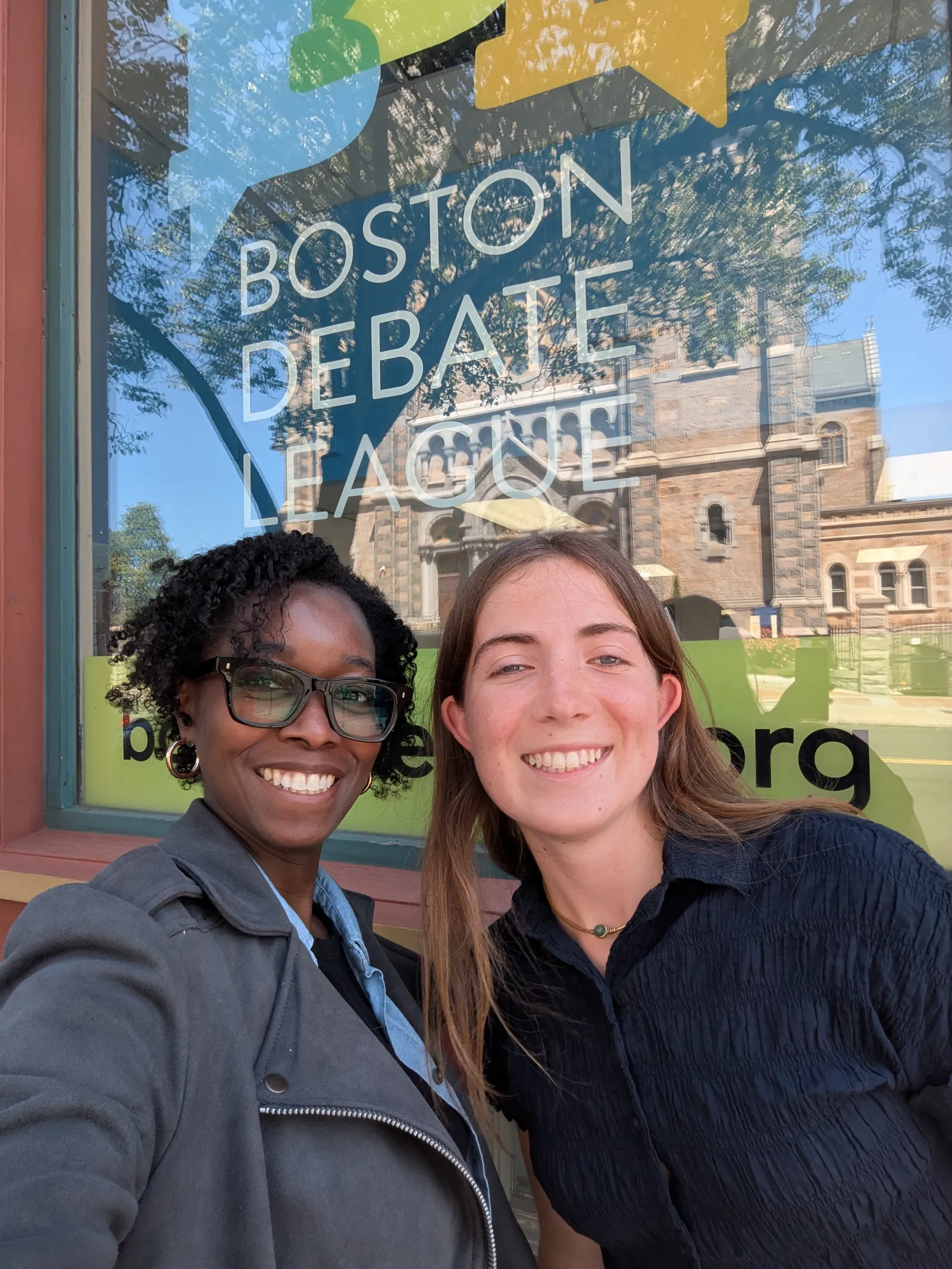 Jackney and Winona outside the Boston Debate League